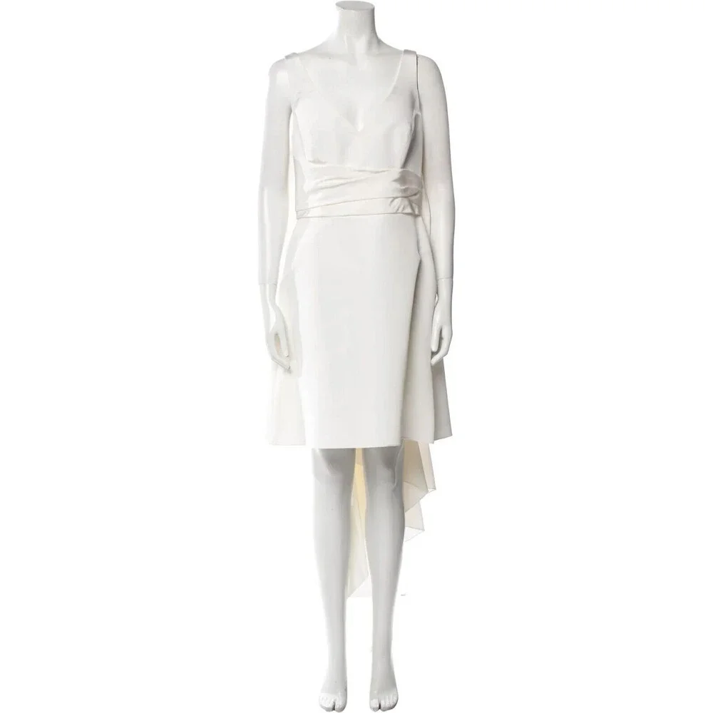 NWT. $2990 Carolina Herrera Oversize-Bow Silk Dress Sz 8 - Picture 6 of 8
